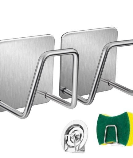 Waterproof Kitchen Sink Sponge Holder Sponge Holder for Kitchen Accessories (Silver, 2)