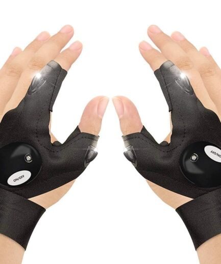 LED Flashlight Gloves Gifts for Men Light Fingerless Outdoor Fishing Gloves Tool Gadgets Gifts for Repairing Working (Hand Gloves Light)