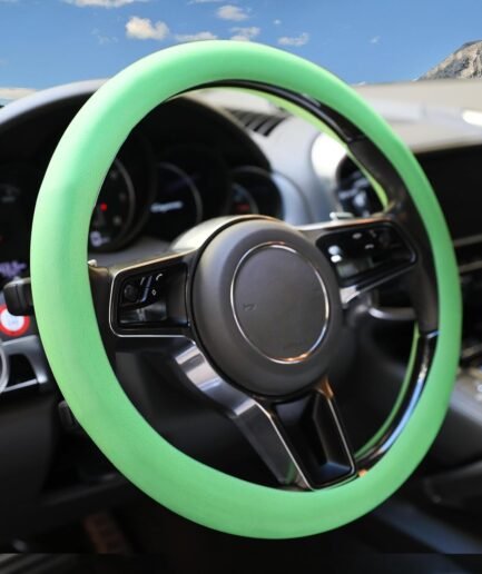 Zlirfy Universal Soft Silicone Steering Wheel Cover,Anti-Slip Steering Cover,Breathable Great Grip Cover for Steering Wheel,13“-15” Steering Wheel Protector,Fit for Most Cars,Trucks,SUV (Green)