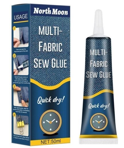 Quick Dry Multi Fabric Sew Glue, Cloth Repair Sew Glue Fabric Sewing Adhesive, Ultra Stick Fabric Glue for Jeans Printing Pants, Cotton Flannel, Denim Leather, Fast Dry
