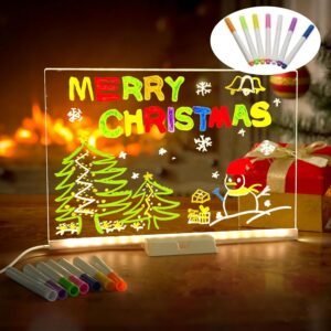 LED Note Board with Colors, Light Up Acrylic Message Board & Business Ultra-Thin Tracing Writing Light Board with 7 Pens