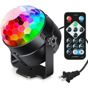 Luditek Sound Activated Party Hid Lights With Remote Control Dj Lighting, Rbg Disco Ball, Strobe Corded Electric Lamp 7 Modes Stage Par Light For Home, Room, Parties, Karaoke, Black